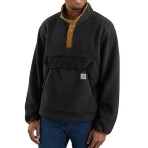Carhartt, Men’s Black Relaxed Fit Fleece Snap Front Jacket
